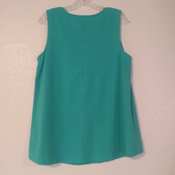 Denim & CO women's size M turquoise blue sleeveless blouse - Picture 4 of 12